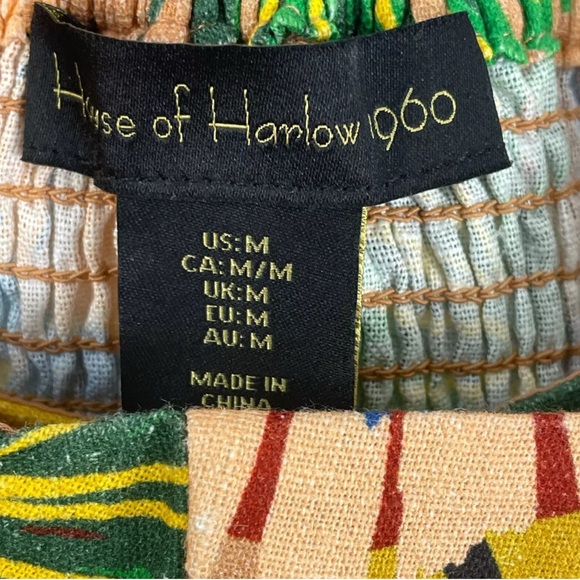 House of Harlow 1960 Vibrant Tropical Mini Dress Criss Cross Size Medium 🧡 🦜 - Picture 5 of 6